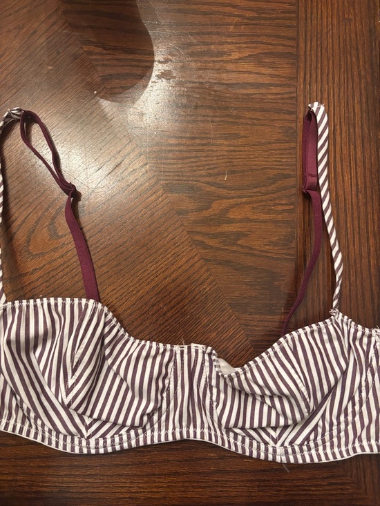 PINK Victoria's Secret Other - PINK Striped Underwire Bralette in Wine and White